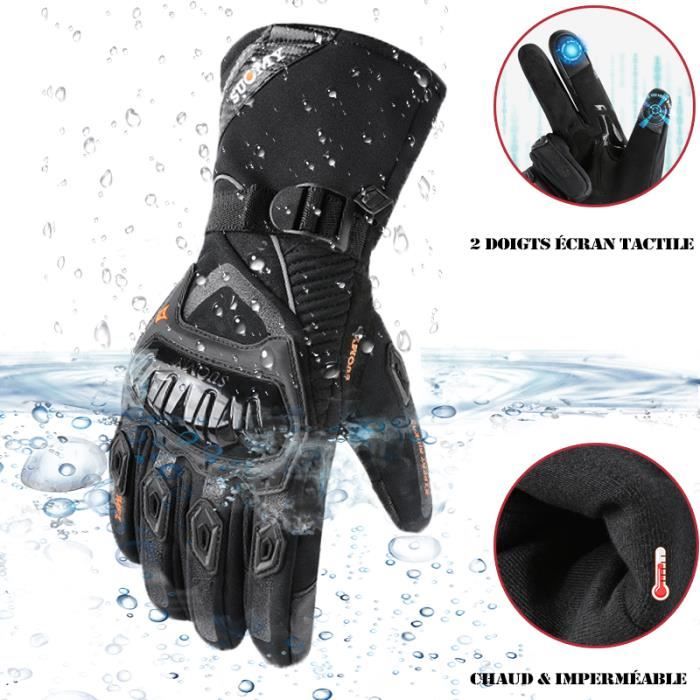 gants de moto,imperméable coupe-vent chaude gants à écran tactile femme,gant de moto hiver homme pour sports de plein air-noir-noir