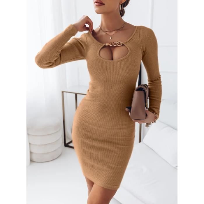 Robe Midi Moulante Pour Femme Avec Manches Longues - Élégante