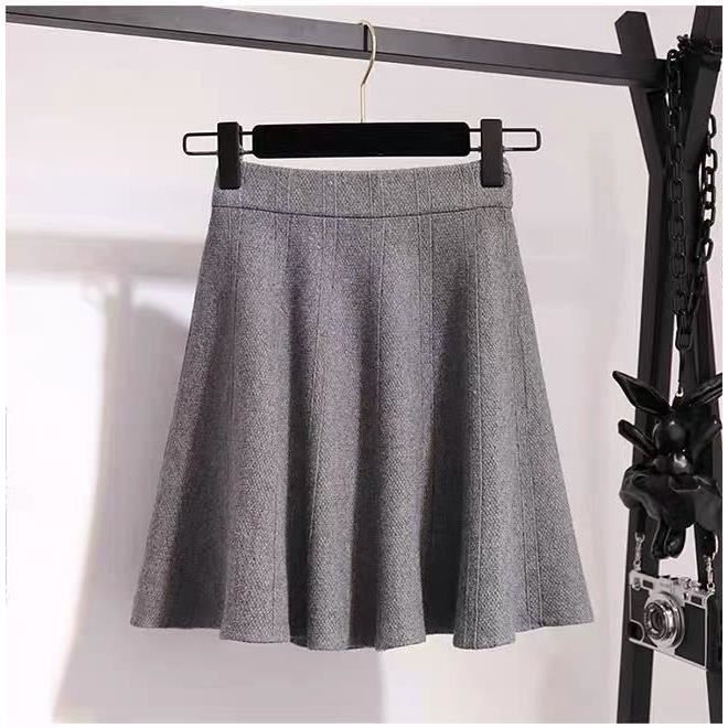 Jupe Femme Plissée Taille Haute - Tricotée, Élastique, Mini Jupe D'Automne/Hiver - 9