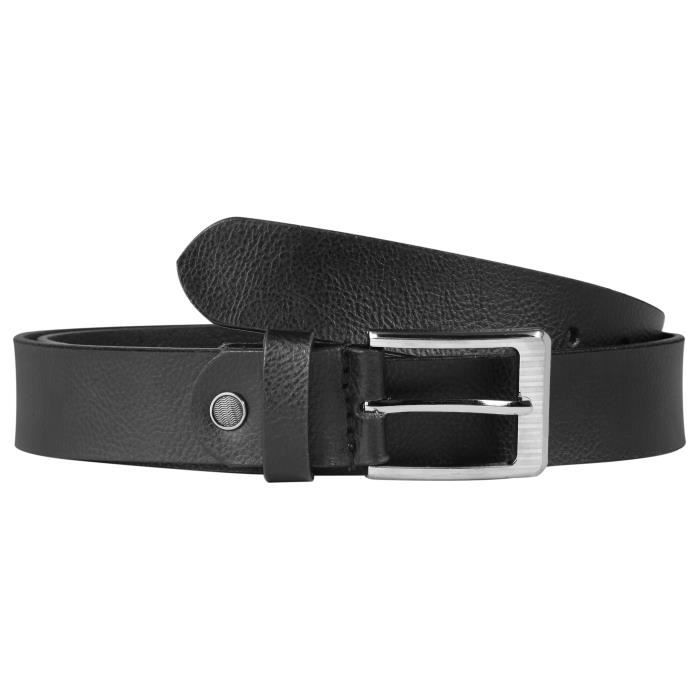 Ceinture en cuir noir avec boucle automatique en métal - CP390