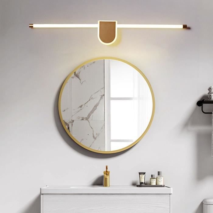 Acrylique Nuances Lampe miroir Argent Lampe murale Salle de bain Éclairage-Lumière chaude 90cm+20W Applique Miroir LED Simple Miroir lumière