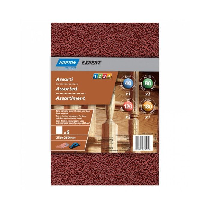 Norton Lot De 5 Garnitures Bois 70 X 190 Mm Grain 180