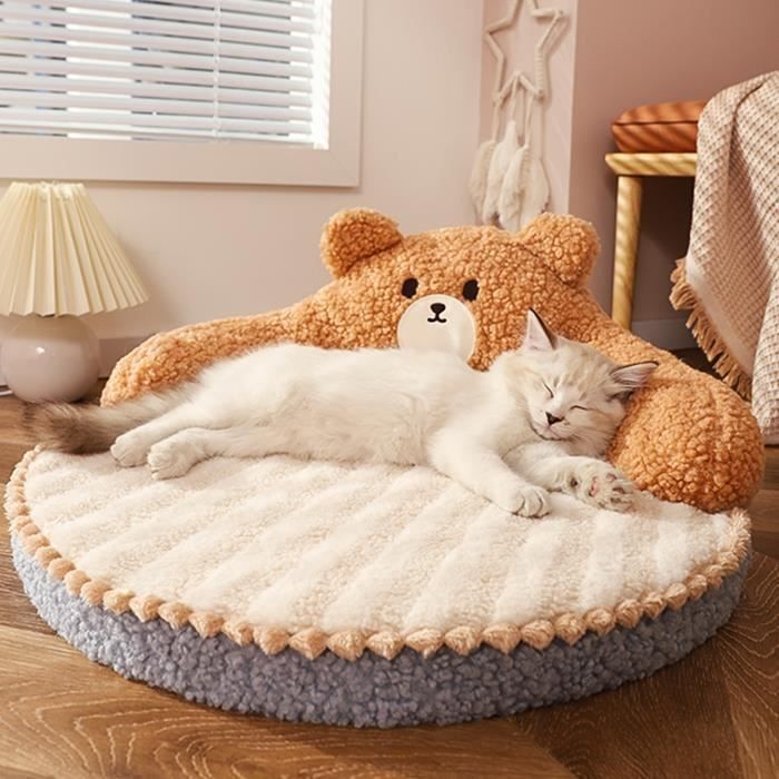 omabeta lit pour chien lit pour chat avec dossier haut toutes saisons, design câlin, lavable et animalerie corbeille petit ours