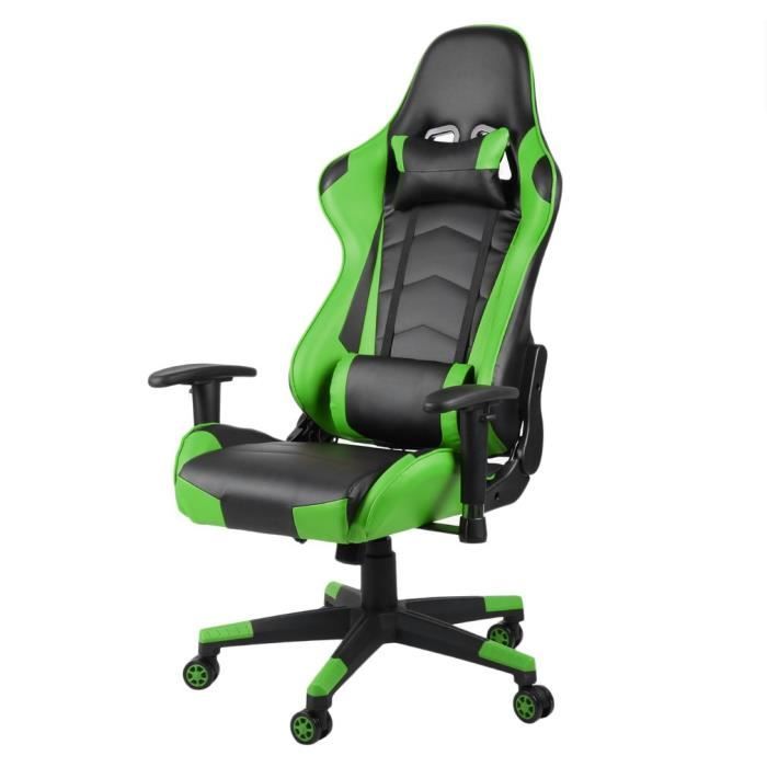 Chaise De Jeu Roulettes A 360 Degres Hauteur Reglable Verte Et Noire Pour Bureau Achat Vente Chaise De Bureau Cdiscount