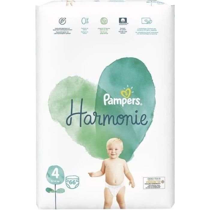 Pampers Harmonie Taille 4, 66 Couches, 9kg-14kg - Cdiscount Puériculture &  Eveil bébé