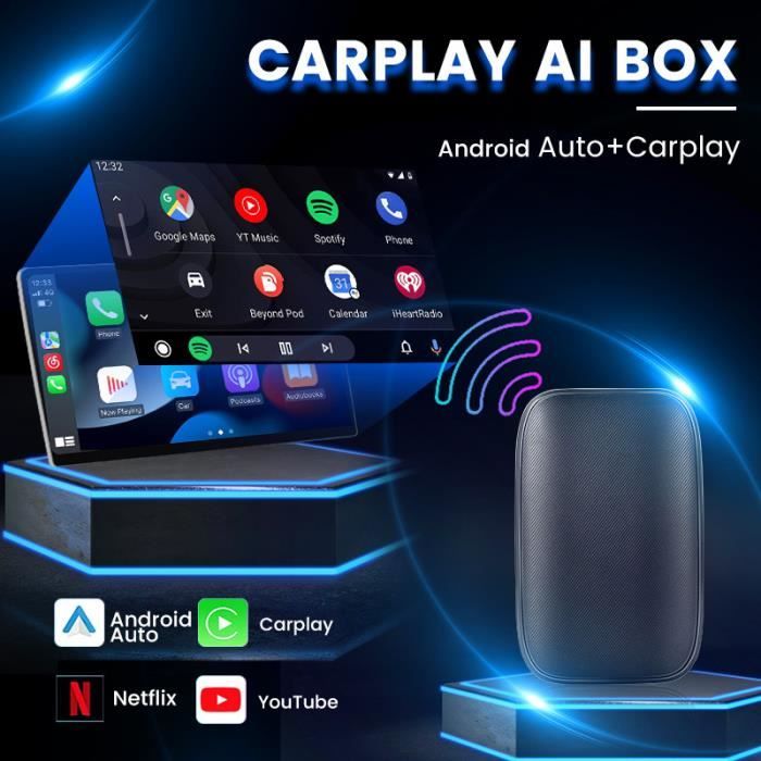 Android Ai Box filaire à l'adaptateur CarPlay sans fil Android auto pour voiture universelle Netflix YouTube lecteur vidéo multimédi