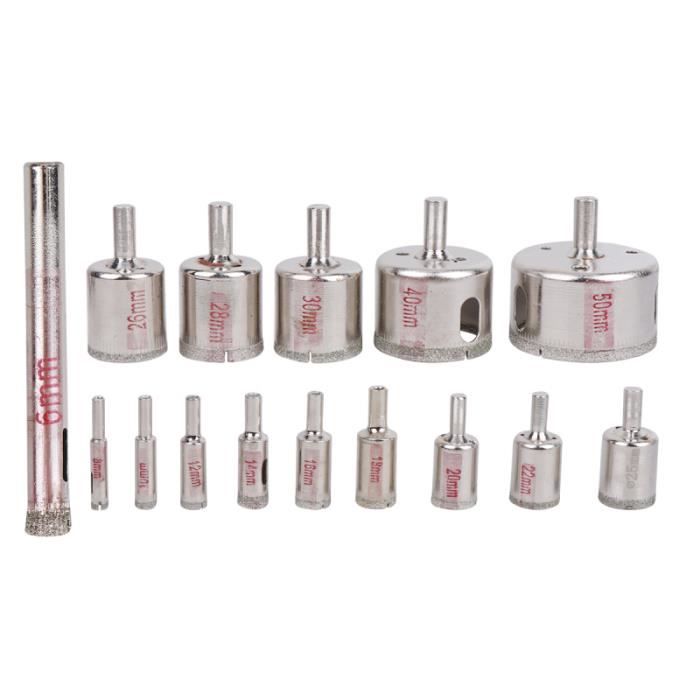 6-50mm 15pcs Diamant Foret Verre Trou Ouvreur Perle Scie De Trou Poli Pour Carreaux De Granit En C/éramique En Porcelaine De Marbre