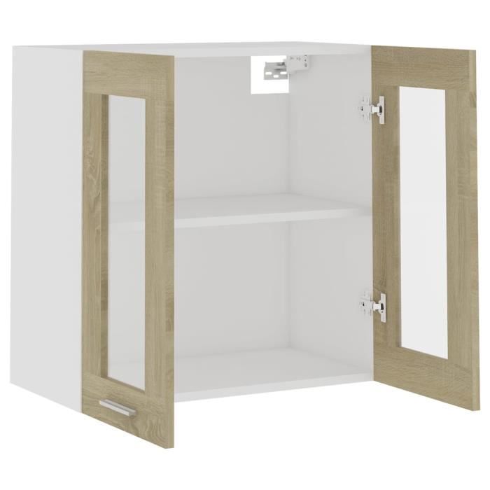 DUOKON - Armoire En Verre Suspendue Blanc Brillant 60x31x60 Cm
