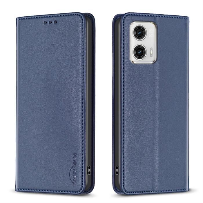EASSGU Custodia Motorola Moto G73 A Portafoglio Con Farfalle | Pelle PU Blu, 3 Slot Carte E Portamonete