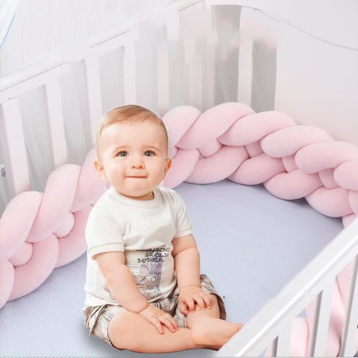4m Tour De Lit Bebe Coussin Serpent Tresse Pare Chocs Velours Protection Bebe En Peluche Pour Nouveau Nes Rose Cdiscount Pret A Porter