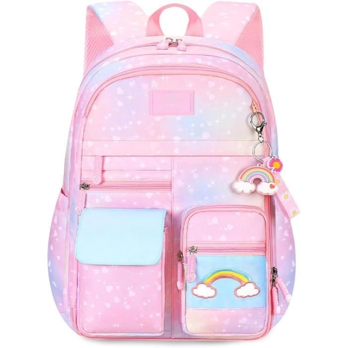 Sac à Dos Fille école Primaire (6-12 Ans) - Grand, Motif Dessin Animé, Avec Pendentif Peluche - Partymall