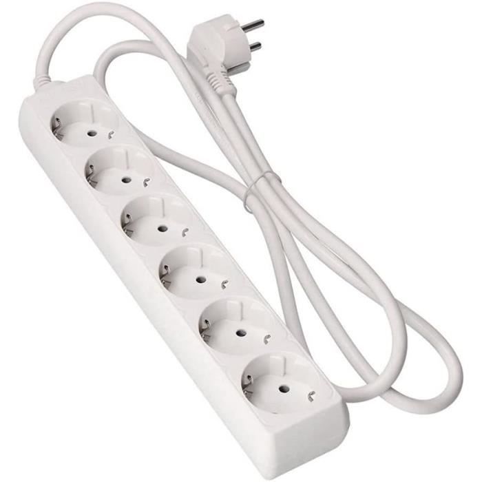 Multiprise Allemande 4 Prises – 1,5 M De Câble 3G1,5 Mm², Protection Enfant, Cuivre Pur, 16A 250V, Noir