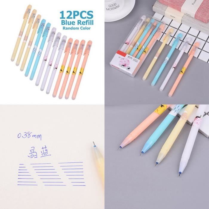 12pcs Dessin Animé Chat Neutre Kawaii Stylo Neutre 038mm