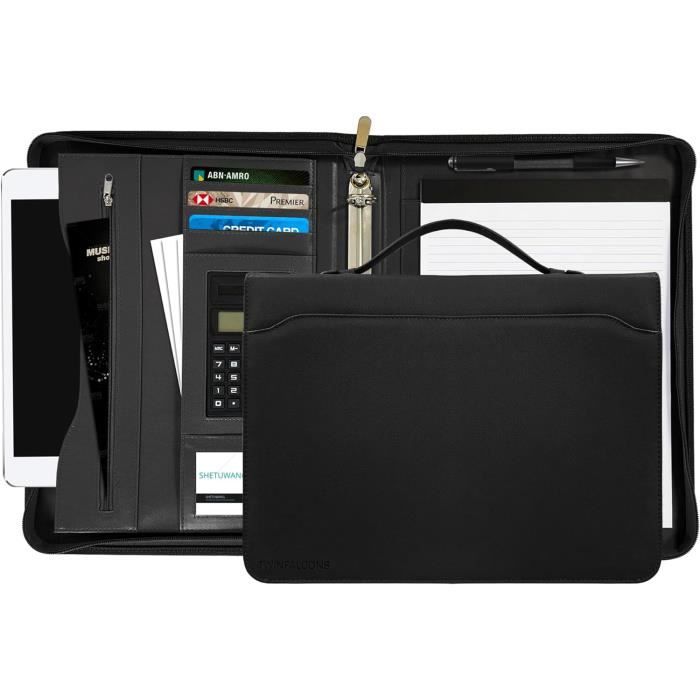 Porte Documents A4 En Cuir PU - Portfolio Avec Fermoir Magnétique Et Poches