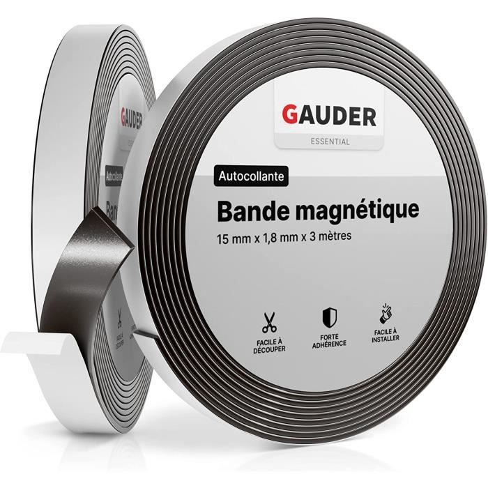 Bande Magnétique Autocollante A+B - 1 Mètre X 15 Mm, Adhésif 3M - Idéale Pour Rideaux, Moustiquaires, Fixation Légère