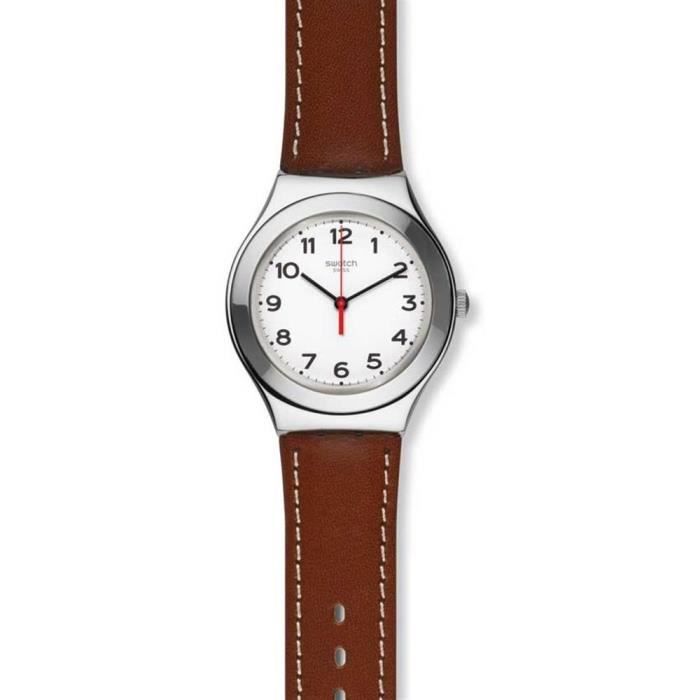 SWATCH HOMME 37.4MM BRACELET CUIR MARRON QUARTZ CADRAN BLANC MONTRE YGS131  - Achat / Vente bracelet - gourmette SWATCH HOMME 37.4MM BRACELE… Homme  Adulte Cuir Marron - Cd