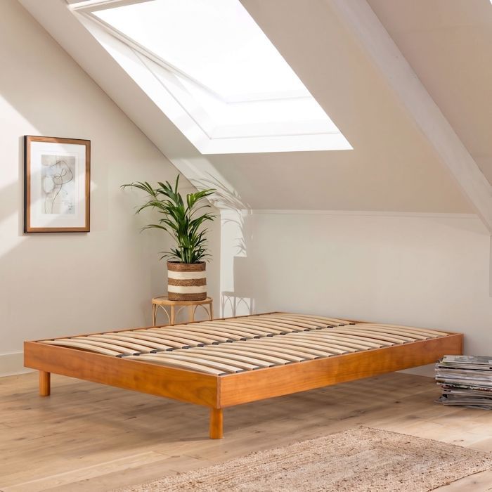 Sommier kit en bois massif noisette 160x200 - Marron noisette - Terre de Nuit