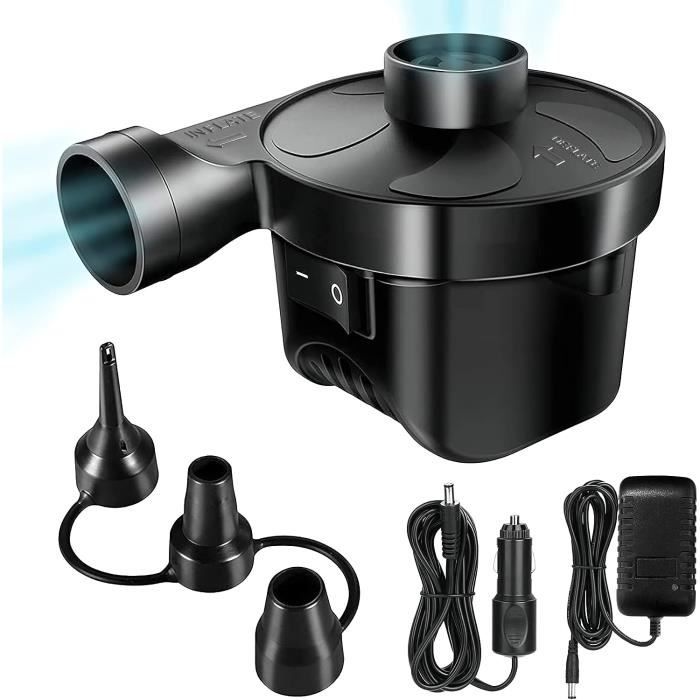 QWORK® Pompe à Air électrique 600 W, Pompe Silencieuse Et Portable Avec 5 Buses, Idéale Pour Les Tapis De Piste D'air, Les Bateaux Gonflables, Les Bouées Et Plus Encore