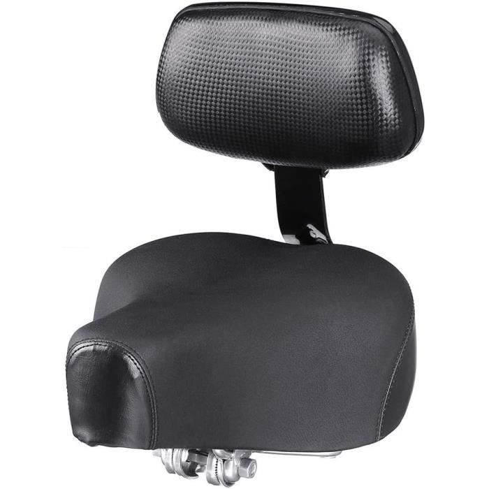 Selle De Vélo Confortable Rembourrée PU Noire - Remplacement Vélo D'Appartement/Vélo Unisexe