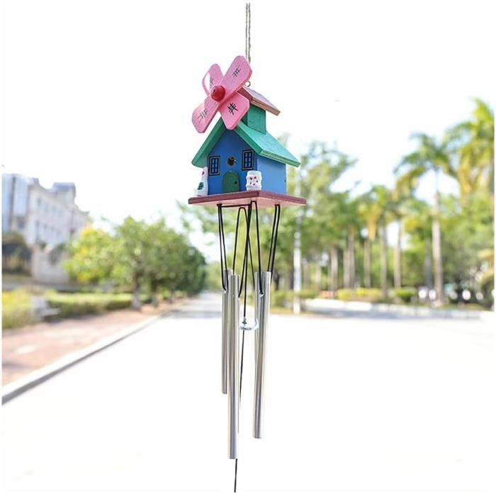 LUKDUNG Lot De 4 Carillons à Vent Fleur Arc-en-Ciel 30 Cm - Décoration Jardin Extérieur