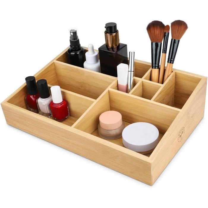 Organisateur De Bureau En Bambou 4 Tiroirs - Rangement Bois Naturel Pour Bureau Et Maison