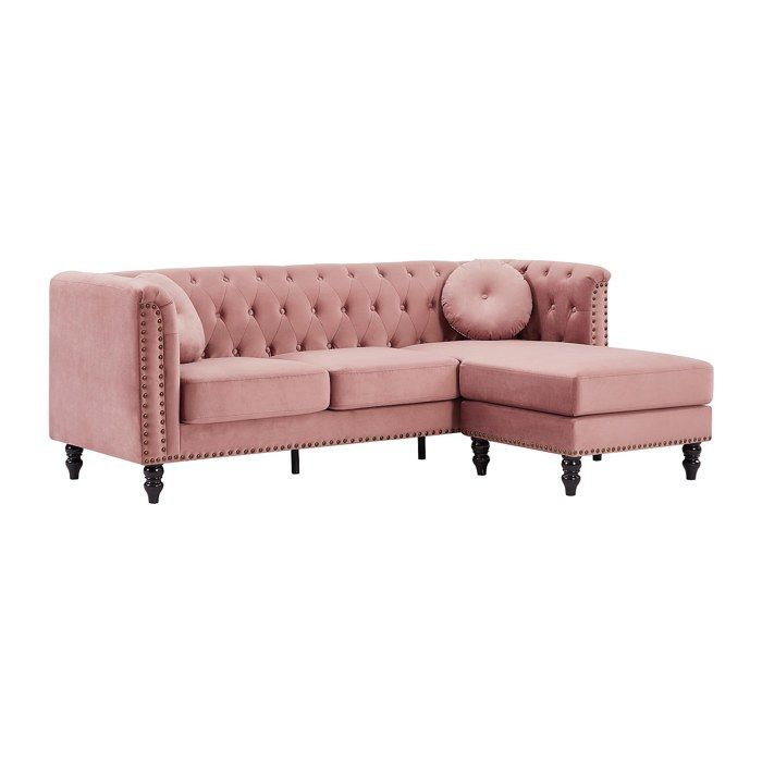 Canapé dangle réversible en velours vieux rose TURNER