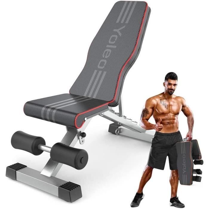 Banc de Musculation Pliable Banc réglable pour l'entraînement Complet du Corps Banc inclinable pour Exercice Gym à Domicile-Bureau