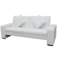 E-Com ®2998Canapé d'angle Convertible Canapé-lit réversible Grand Confort & Relax Sofa de Salon Scandinave Cuir artificiel Blanc-1