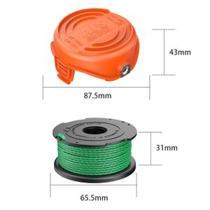 6 Bobine Filo Per Black &amp; Decker GL7033 GL8033 GL9035 - Nylon, 2mm, Verde