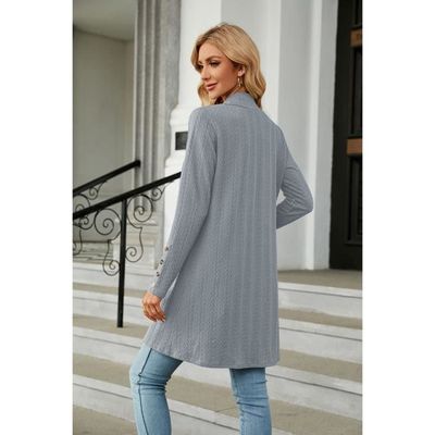 Gilet Cardigan Femme - MARQUE - Modèle - Col Rond - Tricoté - Couleur Marron Blanc