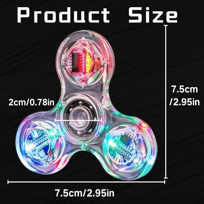 Fidget Toy LED Multicolore – Rotatif, Anti-Stress, Pour Enfants Adultes – 7x7 Cm En ABS Silicone