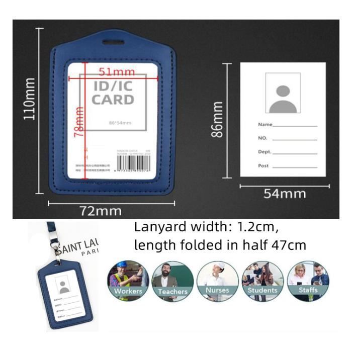 Lot de 4 porte-carte d'identité en plastique rigide transparent pour 2  cartes avec fente pour le pouce - Double face - Porte-cartes verticales  pour