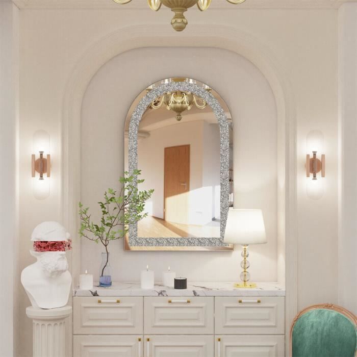 Miroir Murale Design Salon - Miroir Mural Décoratif Rectangulaire Miroirs  Muraux Cadre en Verre pour Chambre Salle de Bain - L 90x60cm