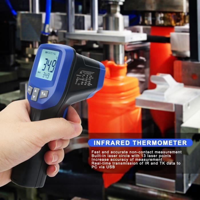 Thermomètre infrarouge IR sans contact Mesure de la température du front  LCD trois couleurs rétro-éclairage numérique - Cdiscount Bricolage