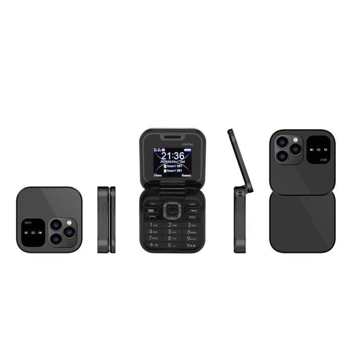 Téléphone Portable Senior Pliable 2G - Mini, Rechargeable, Avec Appareil Photo, Double SIM, écran 1.77 Pouces, Idéal Pour Personnes âgées