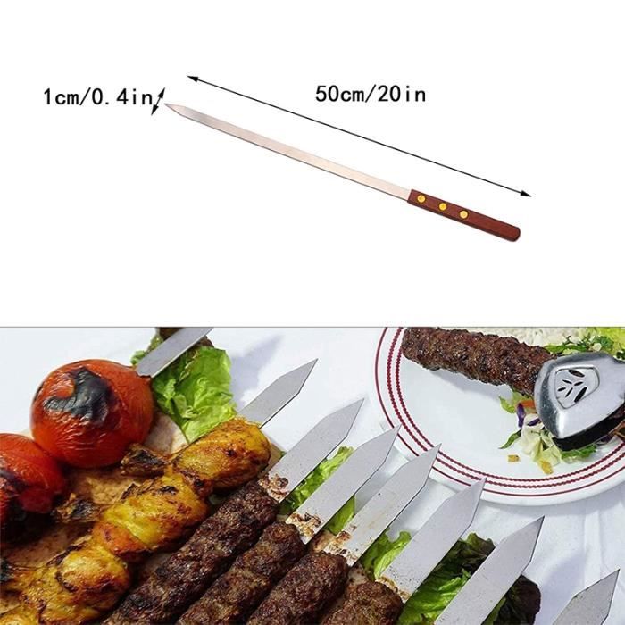 Brochettes inox brochettes de barbecue en métal, brochettes pour barbecue  kebab en acier inoxydable, bâton de barbecue réutilisabl - Cdiscount Maison