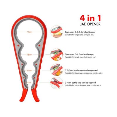 Ouvre-bocal - QIILU - Multifonctionnel - Poignée Confortable - Mécanisme Réglable - Plastique
