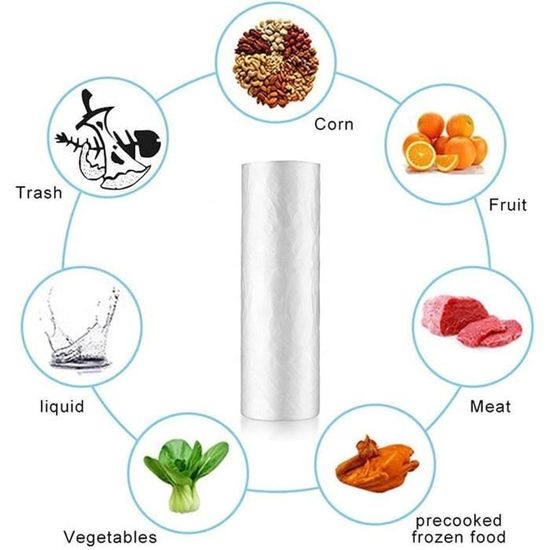 Lot de 1 000 sacs alimentaires en rouleau en plastique polyéthylène  transparent pour sandwich, fruits, légumes, bouchers : : Cuisine  et Maison