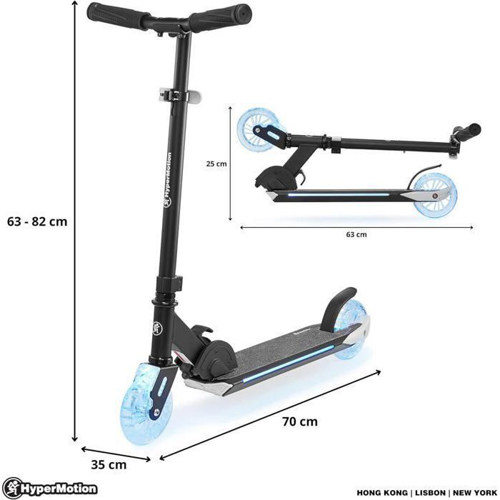 HyperMotion Trottinette Enfant  50 KG  Cadre Acier Massif 2 Freins Hauteur Reglable 78 85cm Roues Gonflables 30cm Viva 12 Blanche
