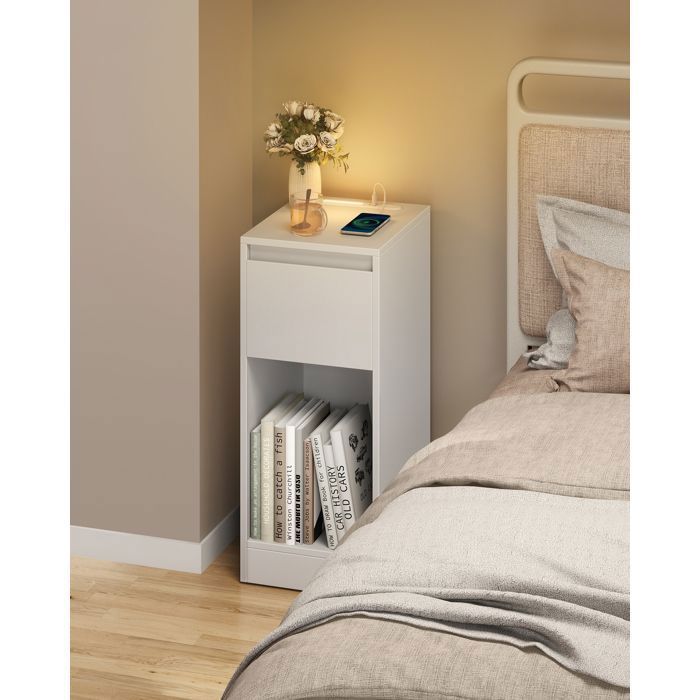 Hzuaneri Table de Chevet Lot de 2, avec Éclairage LED, Table de Nuit avec 2 Tiroirs Hzuaneri Table de Chevet Lot de 2, avec Éclairage LED, Table de Nuit avec 2 Tiroirs