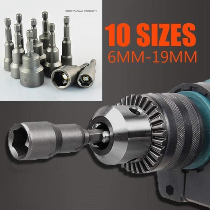 Jeu De 10 Douilles Magnétiques 8mm - Pour Visseuse Sans Fil Et Travaux De Bricolage