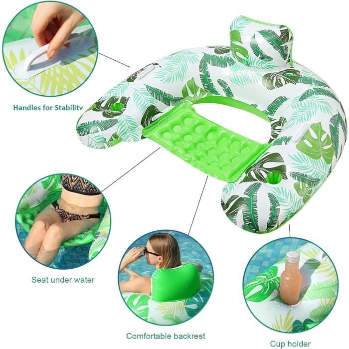 Bouées de Piscine pour Adultes, Bouée Gonflable Portable Hamac Flottant pour l'Eau Bouées de Piscine avec Maille Inférieure pour les Vacances, le