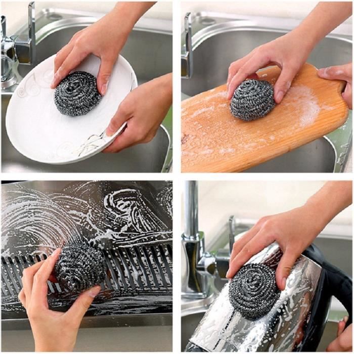 Éponges En Acier Inoxydable Pour Récurer - Nettoyage Cuisine - Neuf Sous Blister