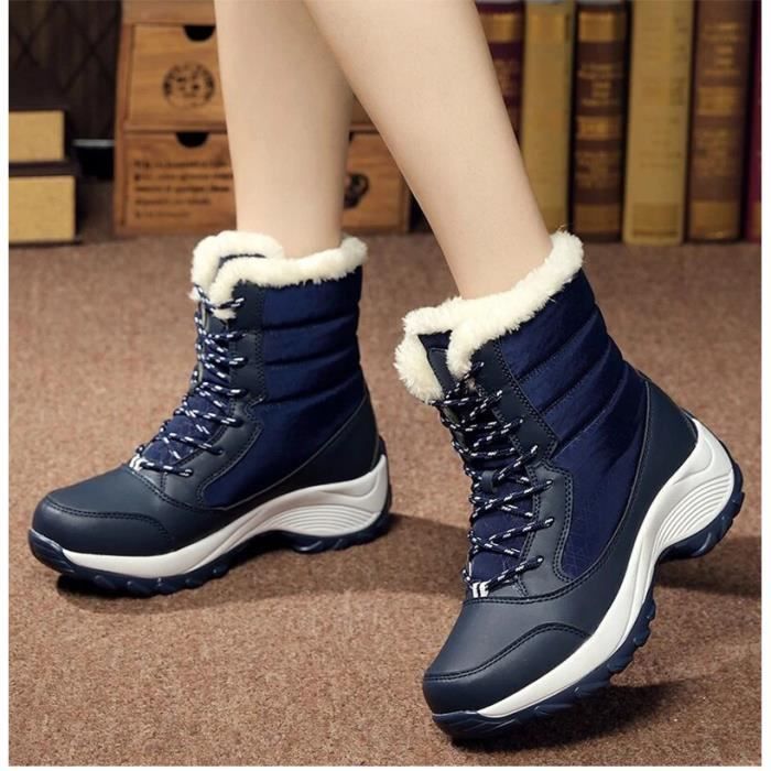 Bottes D'Hiver Femme Avec Fourrure - Bottines Chaudes Imperméables, Semelle Antidérapante - Taille 36 à 41