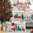 4Pcs Housses de Coussin pour Noël, Taie d'Oreiller Noël Décoration pour Maison Lit Voiture Canapé - Coton et Lin 45 x 45 cm-3