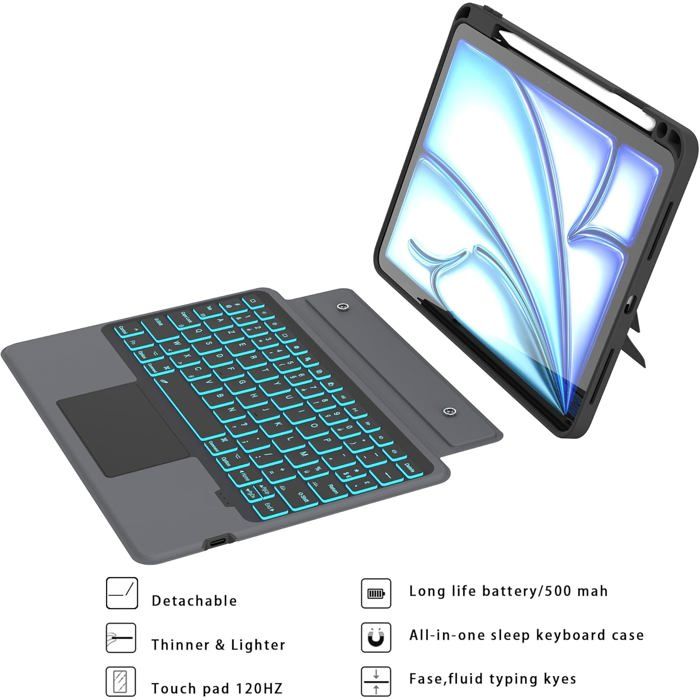 Étui Clavier Ultra-Léger Pour IPad 10e/11e Génération & Air/Pro 11" - Avec Porte-Stylet Et Autonomie 150 Jours - 7