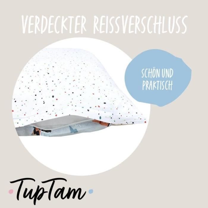 Taie D'oreiller Enfant Animaux Forêt - Hérissons Chevreuils 40x60 Cm - 100% Coton Doux - Fermeture Zip