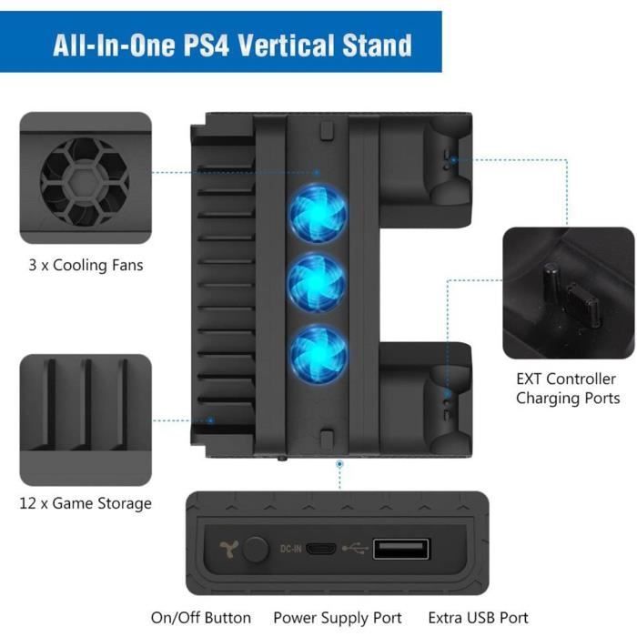 Support Ventilateur de Refroidissement PS4/PS4 Pro/PS4 Slim
