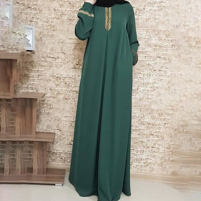 Robe Abaya robe de soiree musulmane en dentelle pour femmes cardigan arabe Patchwork turquie Islam priere Type Bleu Blanc Cdiscount Pret a Porter