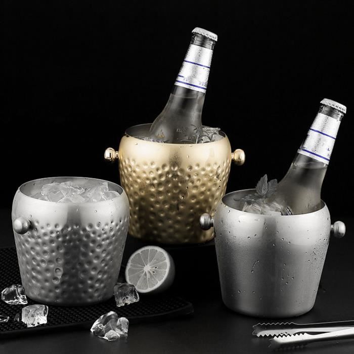 Seau à Glace Isolant Double Paroi 2L Ou 3L Avec Couvercle - Champagne Bière Vin, Bar Maison